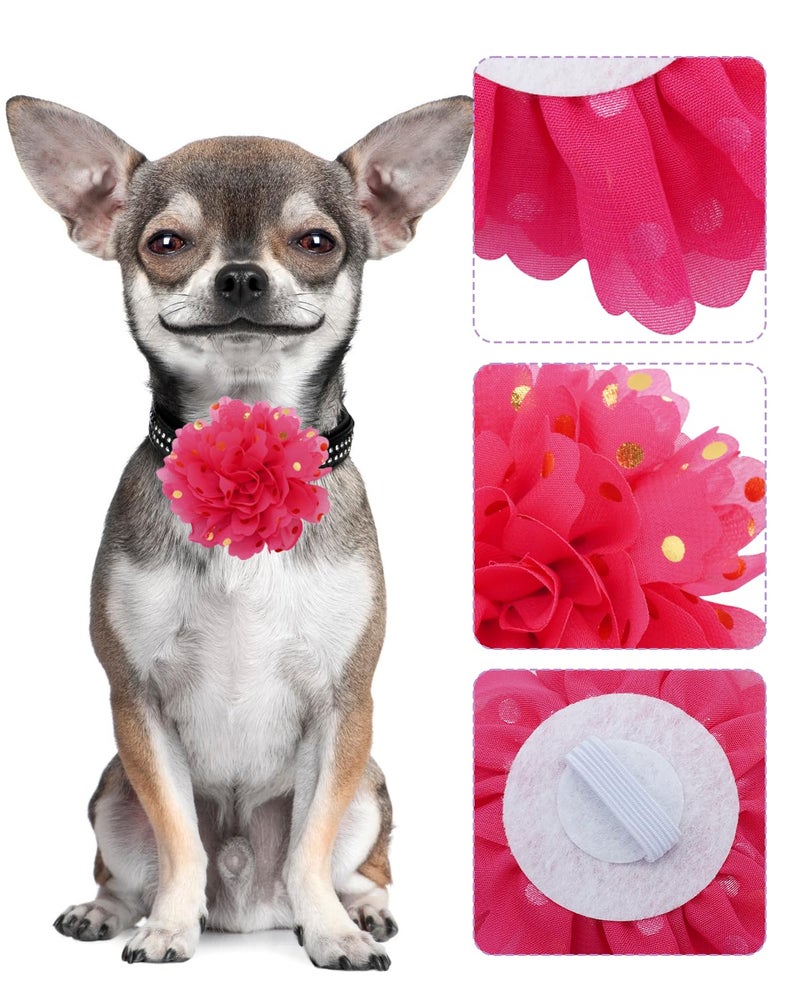 PET SHOW Dog Gold Dot Charms Flower Collar Embellishment Accessories For Cat Puppy Collars Bowtie Grooming Pack of 8 - Image 3